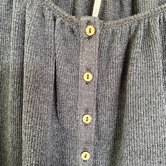 NWT Free People Women's Marla Oversized Henley Top in Poppy Seed Blue Small - Picture 7 of 12